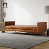 sofa giường gấp gọn da giả màu nâu