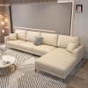 sofa góc da trắng kem