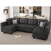 J2 Bộ ghế sofa chữ U 3m UT12 Teangela xám trắng vải nỉ đẹp