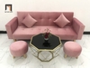 sofa giường màu hồng