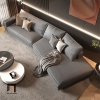 sofa góc da công nghiệp xám