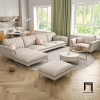 bộ ghế sofa da trắng kem