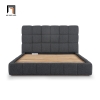 W2 Giường ngủ vải nỉ xám đậm GN111 Smoky chia ô múi xinh xắn