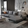 sofa góc da xám đậm