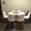 K1 Bộ bàn ăn 6 ghế ngồi 1-OC6-GCF1-KH108 ghế nhựa trắng