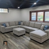 sofa chữ U 3m4 vải bố xám trắng