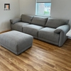 M3 Bộ ghế sofa vải nỉ xám trắng BT61 Bodhill 2m3 kèm đôn vuông