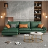 sofa góc da xanh lá