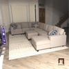 J1 Bộ ghế sofa U giá rẻ UT33 Marsala 3m4 vải bố xám trắng