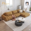 sofa góc vải nhung nâu