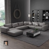 bộ ghế sofa U da Pu xám