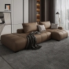 sofa góc da nâu đậm