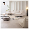 sofa chữ U 3m trắng kem vải nỉ