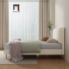 R2 Giường ngủ da giả xám trắng GN97 Perrot phòng ngủ chung cư