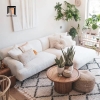 sofa góc vải nỉ trắng kem