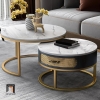 Q1 Cặp bàn sofa tròn mặt đá BSF27 Slatin hộc kéo nhỏ giá rẻ