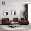 sofa góc da màu nâu
