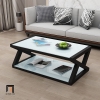 T1 Bàn sofa phòng khách 2 tầng BSF2 Trestle 1m x 50 kính đen