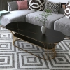 V2 Bàn sofa mặt đá oval xám 2 tầng BSF50 Kirdy 1m cho shop tiệm