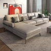 F3 Bộ ghế sofa góc L da giả xám GT30 Shyne 3m x 1m6 cao cấp