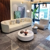 sofa băng da giả trắng kem