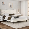 T2 Giường ngủ vải nhung màu đen GN92 Bignell đính nút nổi bật