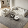 set ghế sofa vải lông cừu trắng kem