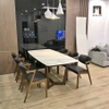 R2 Bộ bàn ăn Kal 6 ghế 15-KH6-G43-B92 mặt nệm da giả màu đen