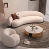 bộ ghế sofa vải lông cừu trắng kem