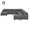 C3 Bộ ghế sofa chữ U xám lông chuột UT13 Anureet 3m1 giá rẻ