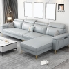 sofa góc da xám trắng