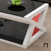 T1 Bàn sofa phòng khách 2 tầng BSF2 Trestle 1m x 50 kính đen