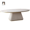 W1 Bàn sofa mặt đá oval BSF86 Truckton dài 1m đặt tại sảnh chờ