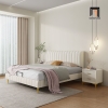 R2 Giường ngủ da giả xám trắng GN97 Perrot phòng ngủ chung cư