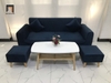 set ghế sofa văng xanh đen vải nhung