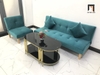bộ ghế sofa nhỏ gọn xanh lá vải nhung nỉ