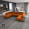 U3 Ghế sofa chữ U cao cấp UT19 Tyne 3m2 màu cam vải nhung