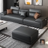 B1 Set ghế sofa góc L cao cấp GHQ176 Souris 2m6 x 1m7 da giả đen