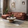 bộ ghế sofa bọc da giả nâu