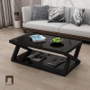 T1 Bàn sofa phòng khách 2 tầng BSF2 Trestle 1m x 50 kính đen