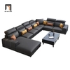 I2 Bộ ghế sofa U cao cấp UT11 Zion 3m95 da giả xám đen