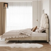 B1 Giường ngủ hình bông hoa xinh xắn GN41 Innis vải nỉ trắng kem