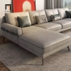 F3 Bộ ghế sofa góc L da giả xám GT30 Shyne 3m x 1m6 cao cấp