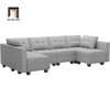 J2 Bộ ghế sofa chữ U 3m UT12 Teangela xám trắng vải nỉ đẹp