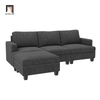 B1 Bộ ghế sofa 2m1 BT186 Nolany kèm đôn vuông vải nỉ đen