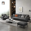 bộ ghế sofa da giả xám đen