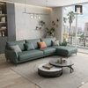 sofa góc l da xanh lá