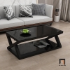 T1 Bàn sofa phòng khách 2 tầng BSF2 Trestle 1m x 50 kính đen