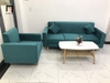 W1 Set ghế sofa văn phòng làm việc KL2 Basim xanh lá vải nhung