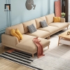 N3 Bộ ghế sofa gia đình giá rẻ KT79 Mosa vải nhung nỉ màu kem